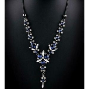 Bling Blue & Clear Rhinestone Necklace NWT